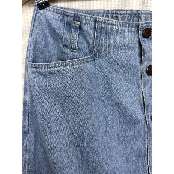Vintage 1980's Denim Maxi Skirt Sz 8 Bill Blass Full Button Closure Boho Cowgirl - Picture 3 of 10